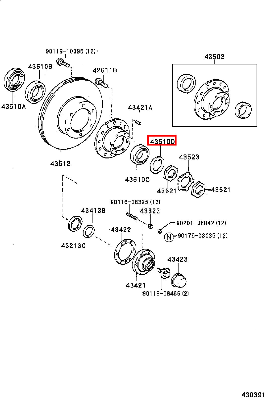 Genuine Dyna ToyoAce KDY281 KDY280 KDY271 KDY270 Front Axle Lock Washer x2