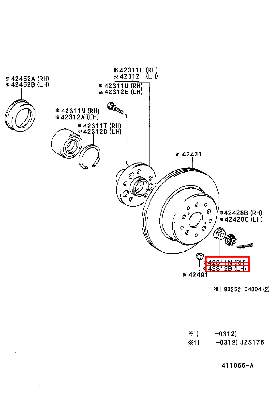 Genuine Hiace RCH29 RCH28 RCH23 RCH22 RCH19 RCH18 RCH13 Rear Axle Shaft Nut