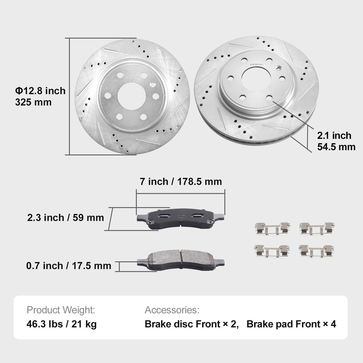 VEVOR Drilled Slotted Front Brake Rotors Pads Kit for Chevy Traverse GMC Acadia