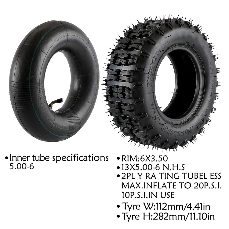 2 pack 6" Tyre+Tubes 13x5.00-6 13x5-6 13x500-6 Ride On Mower Quad Buggy Scooter