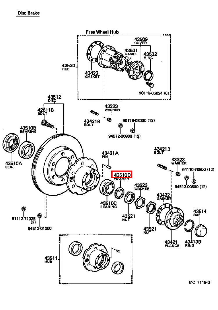 Genuine Dyna ToyoAce KDY281 KDY280 KDY271 KDY270 Front Axle Lock Washer x2
