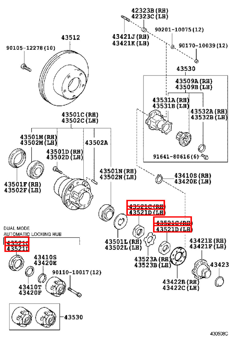 Genuine Toyota LandCruiser VDJ79 VDJ78 VDJ76 Front Wheel Adjusting Nut