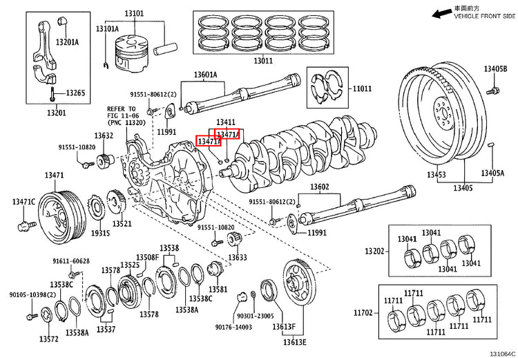 Genuine Hilux KZN205 KZN165 KZN130 Crankshaft Pulley Woodruff Key