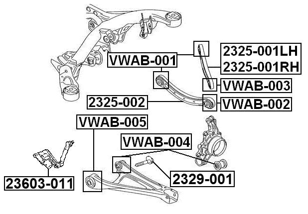 23603-011 Febest Rear Level Sensor (With Link) 7P0616571 95833107700