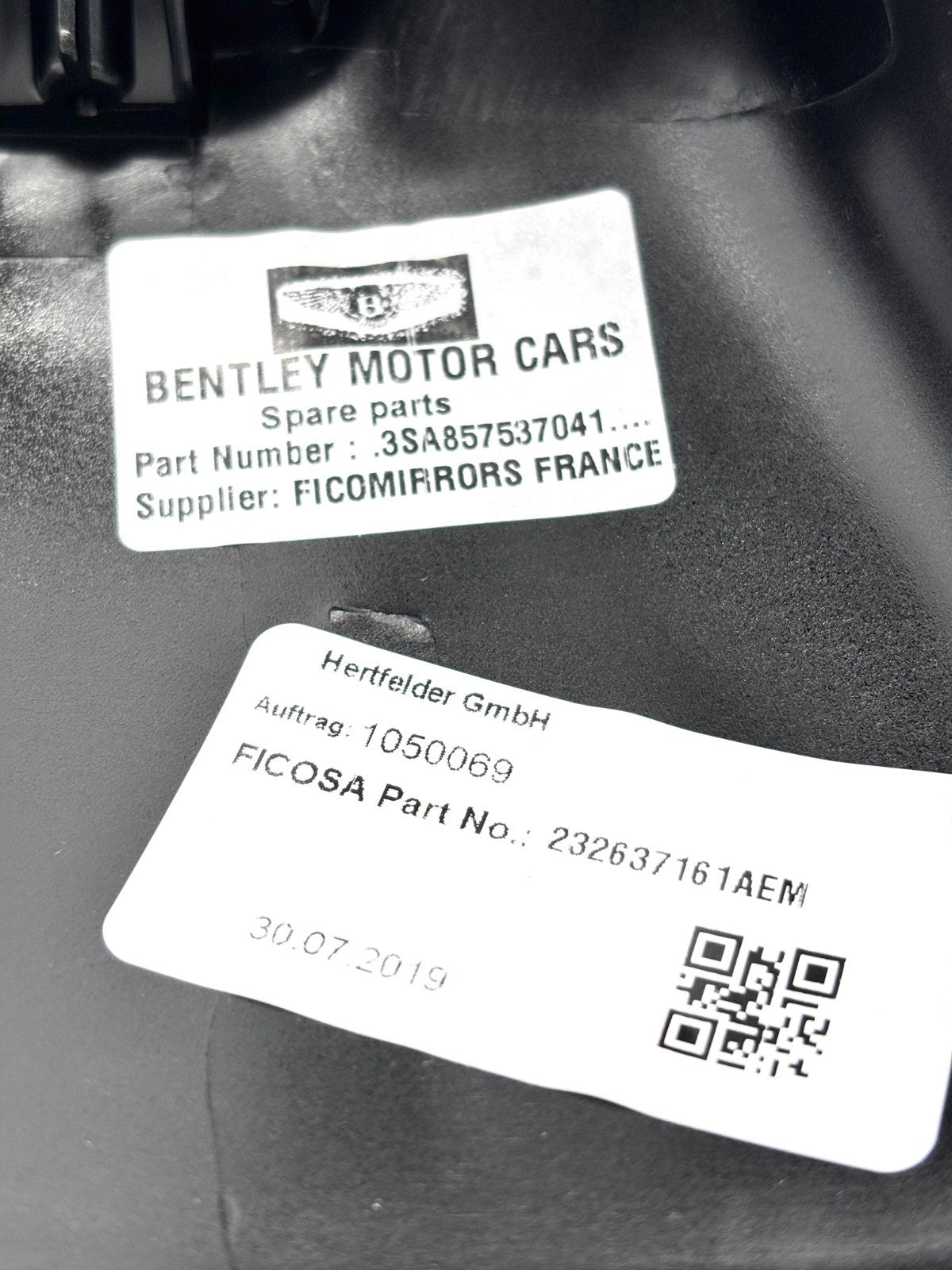 Genuine Bentley Black Upper Left Rear View Mirror Cap 3SA857537041 3SA857537