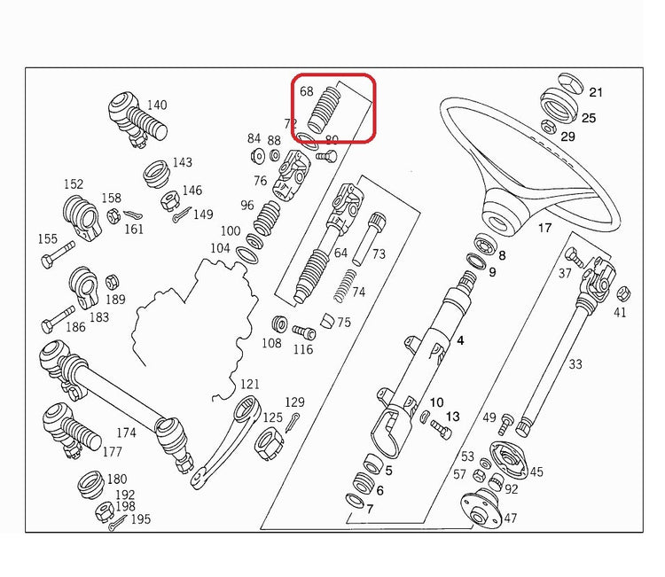 Mercedes UNIMOG SBU Upper rubber bellows steer shaft - 000 460 00 96, 0004600096