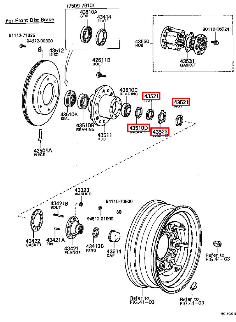 Genuine Hilux YN110 YN107 YN106 YN105 YN100 Front Axle Spindle Nut RH + LH Kit