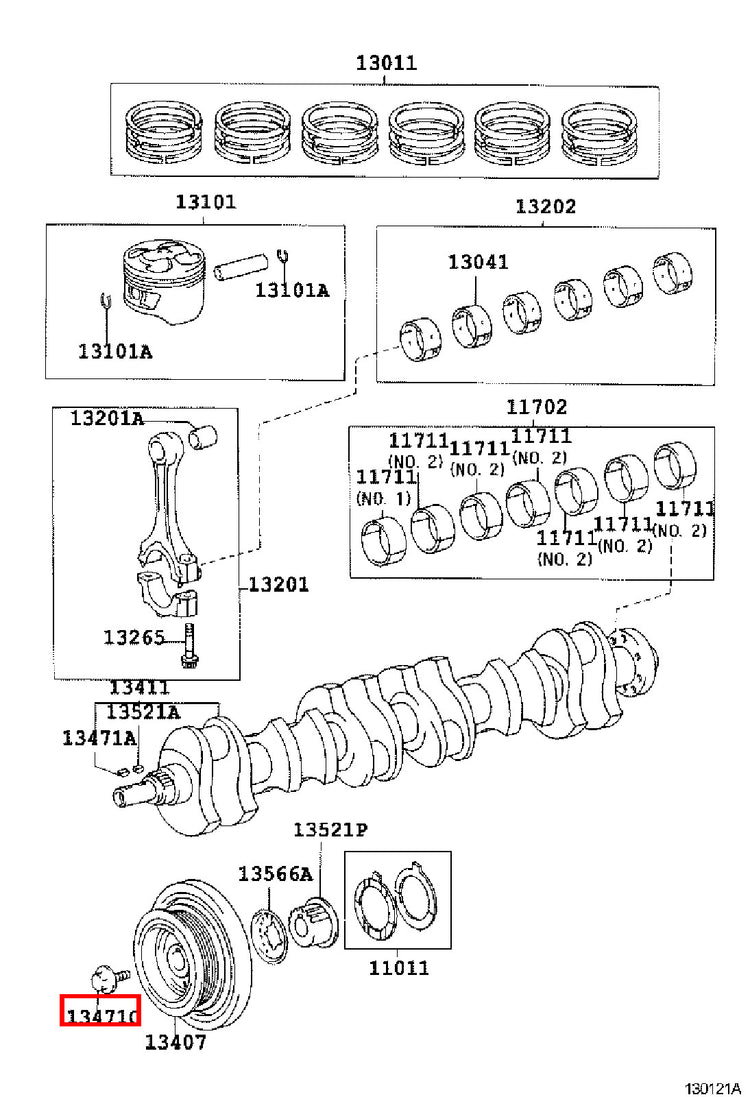 Genuine Crown JZS171 1JZ GTE Crankshaft Harmonic Balancer Pulley Bolt