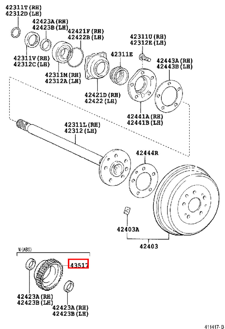 Genuine Hilux KZN165 KUN36 KUN35 KUN26 KUN25 KUN16 KUN15 Rear Axle ABS Rotor
