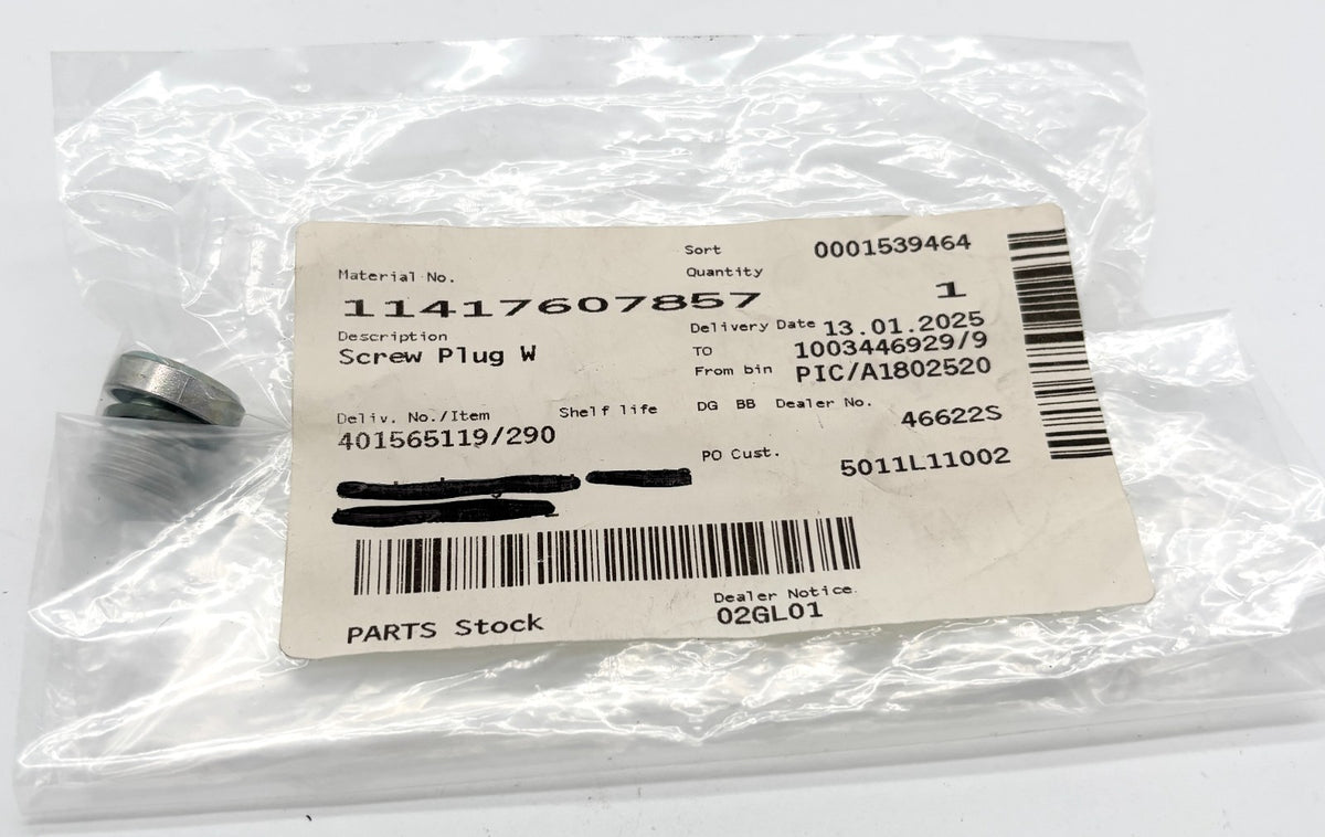 Genuine BMW 1-5 Series X1 X3 X4 X5 X6 Z4 2.0L Oil Filter Screw Plug 11417607857