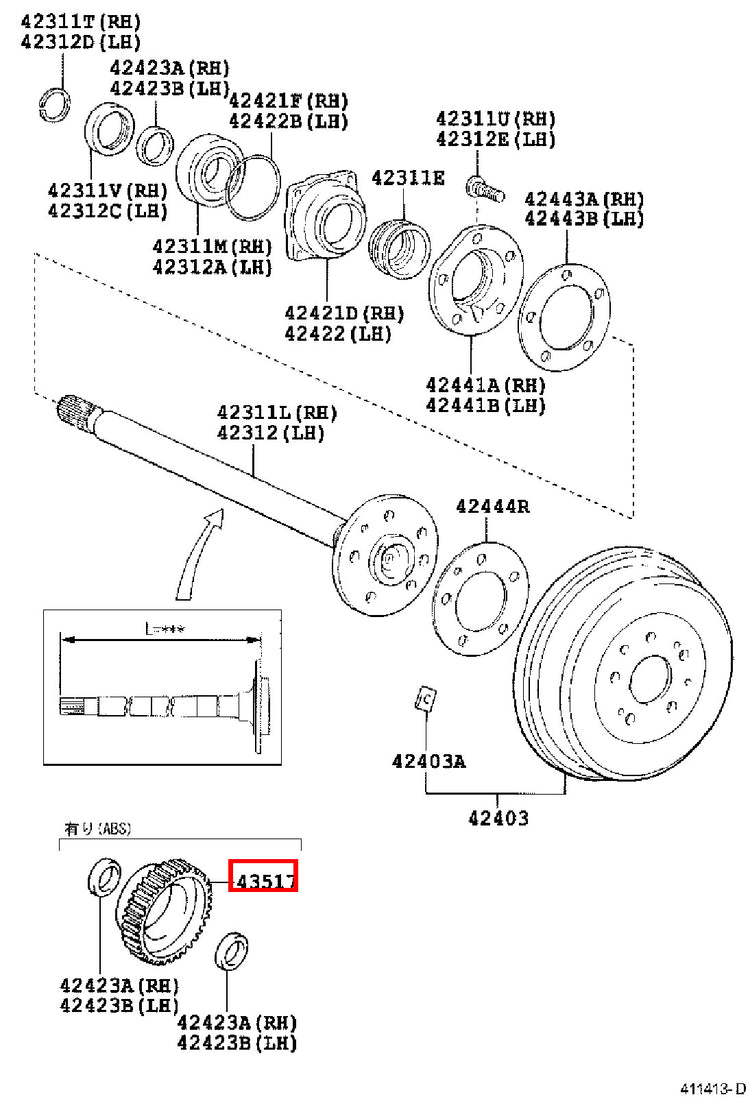 Genuine Hilux KZN165 KUN36 KUN35 KUN26 KUN25 KUN16 KUN15 Rear Axle ABS Rotor