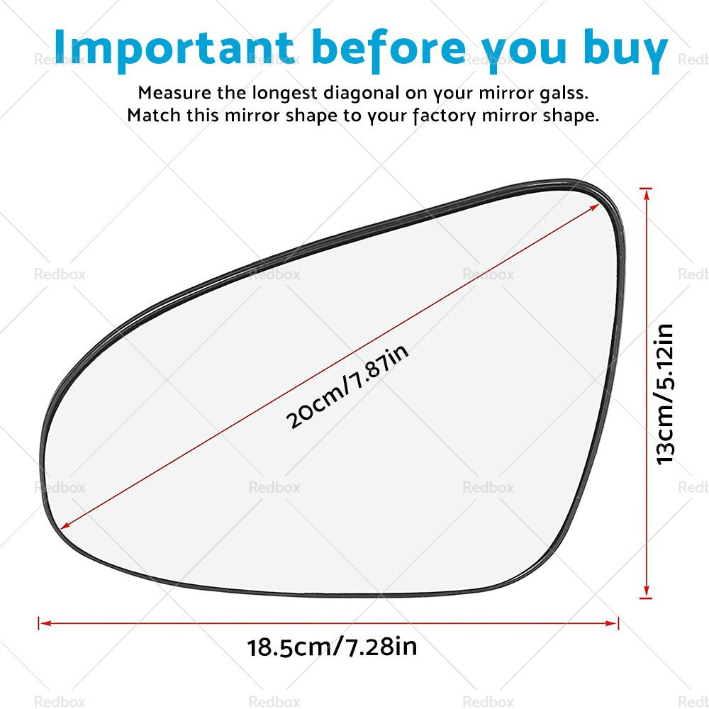 Left Passenger Side Mirror Glass Suitable for Toyota Yaris 2012–2017