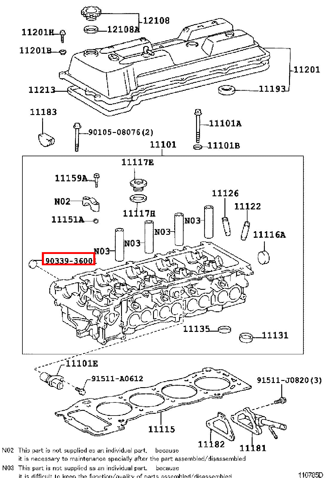 Genuine 4Runner RZN185 RZN180 Avensis ST220 Caldina ST210 Cylinder Head Plug