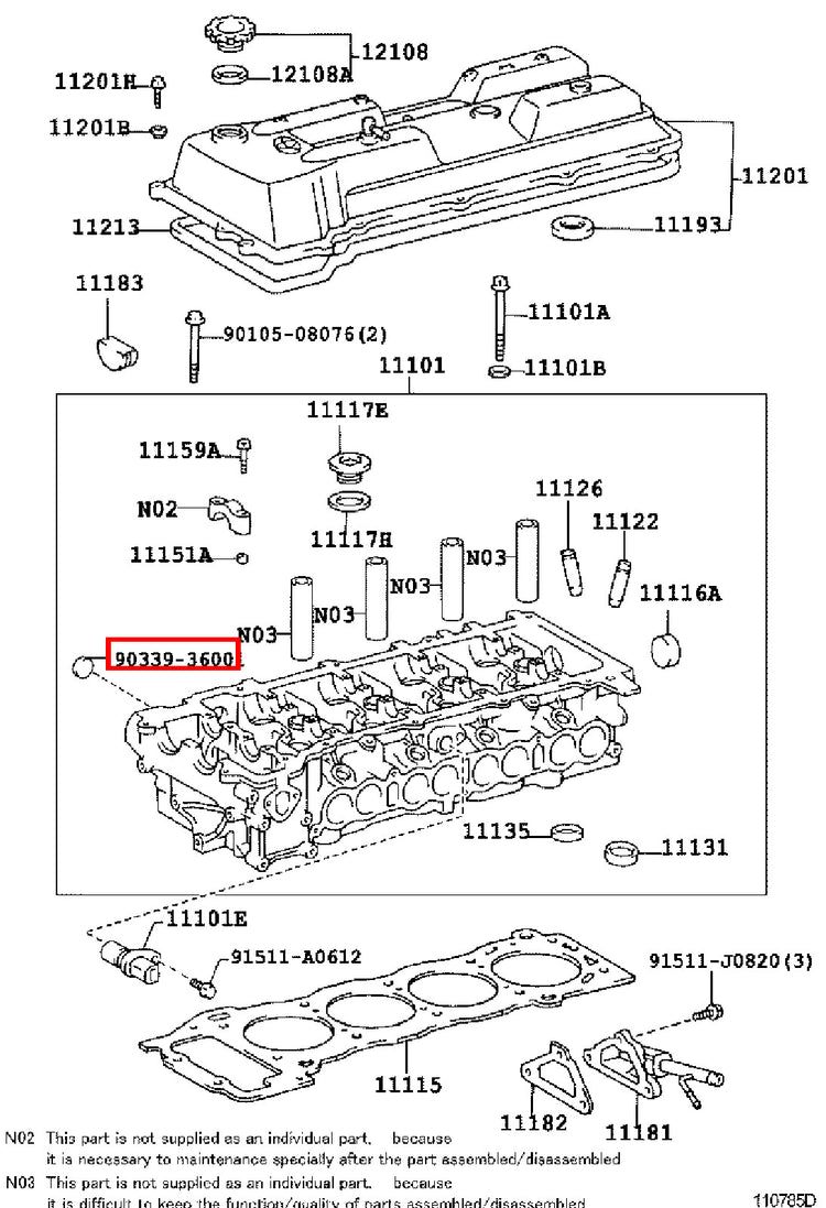 Genuine 4Runner RZN185 RZN180 Avensis ST220 Caldina ST210 Cylinder Head Plug