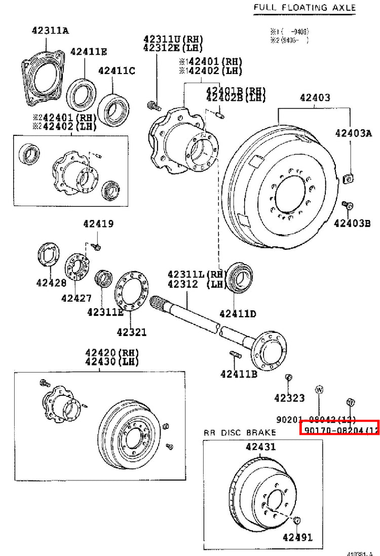 Genuine Dyna YY211 LY235 LY212 LY211 Dyna ToyoAce KDY220 Rear Axle Hub Stud Nut
