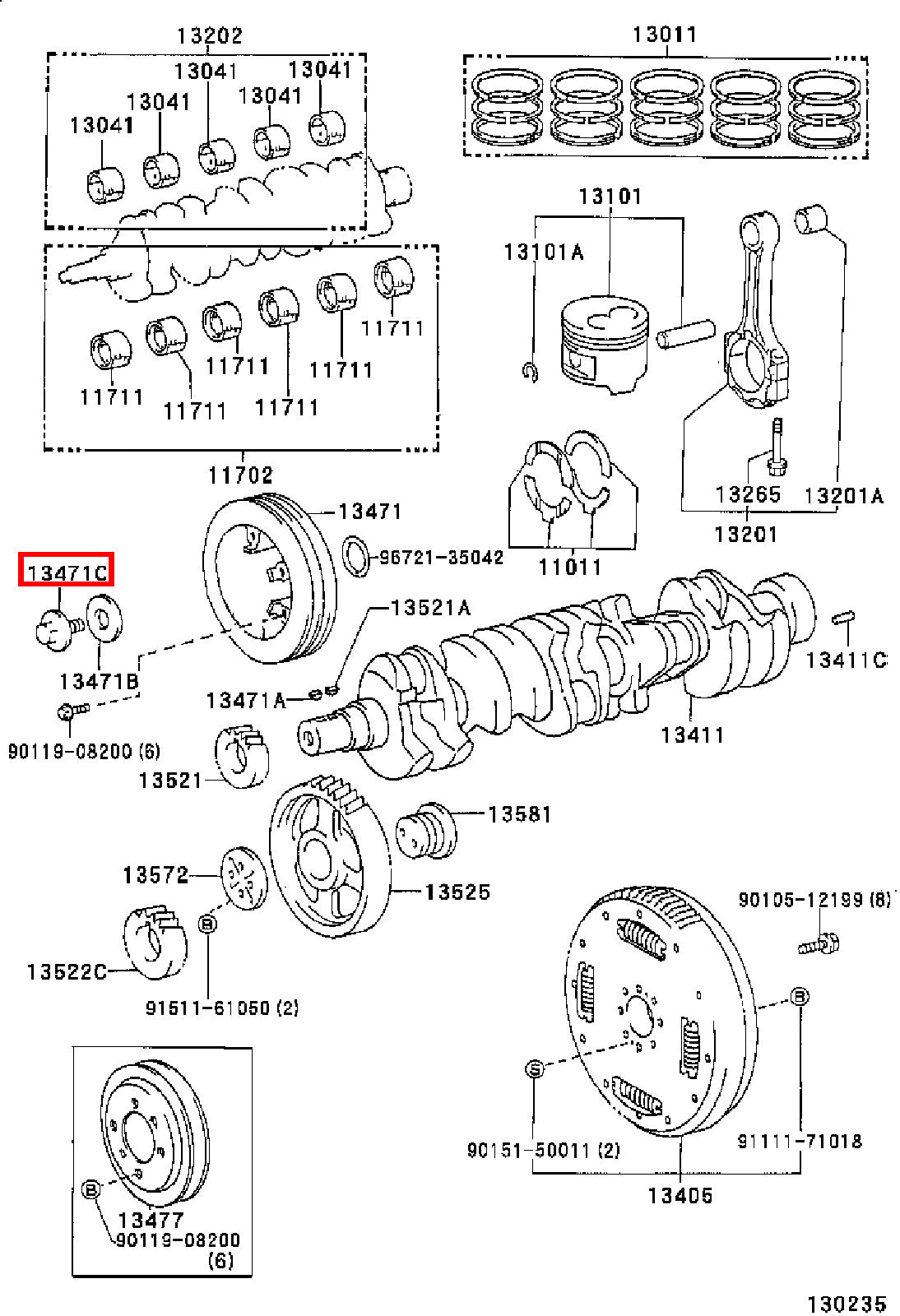 Genuine LandCruiser HDJ79 HDJ78 1HD Crankshaft Harmonic Balancer Pulley Bolt