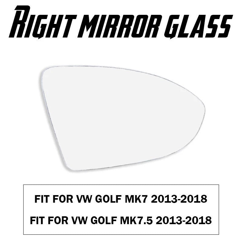 Right Side Mirror Glass for VW GOLF MK7 MK7.5 2013-2018 With Heated Convex Base