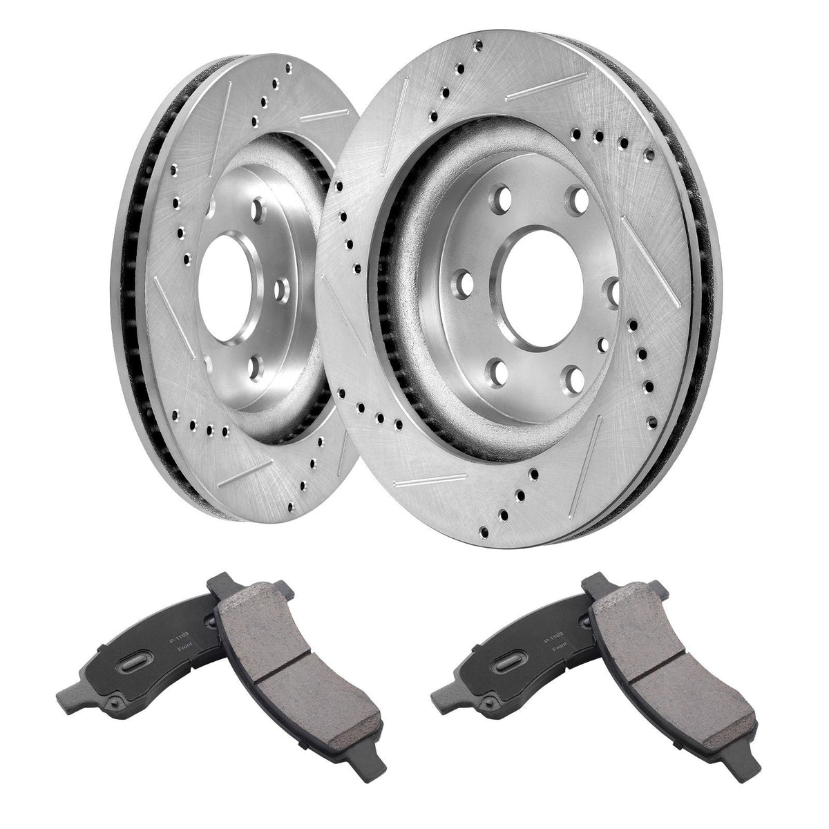 VEVOR Drilled Slotted Front Brake Rotors Pads Kit for Chevy Traverse GMC Acadia