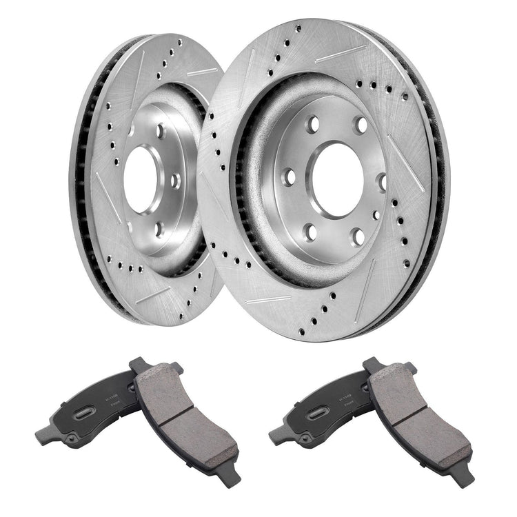 VEVOR Drilled Slotted Front Brake Rotors Pads Kit for Chevy Traverse GMC Acadia