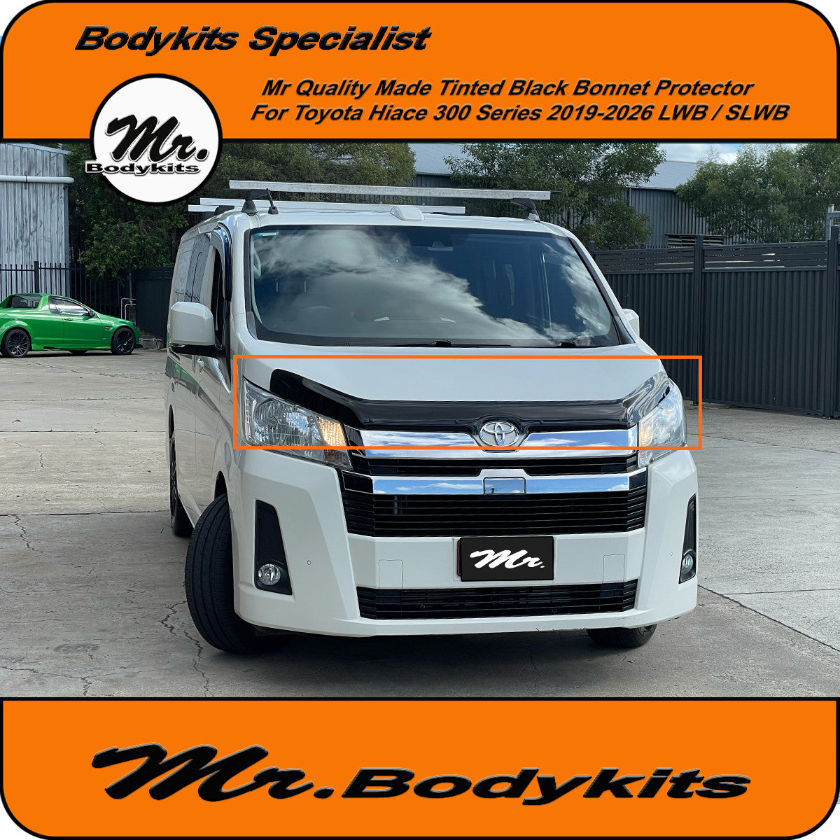 Quality Tinted Black Bonnet Protetcor For Toyota Hiace 2019-2026, H300