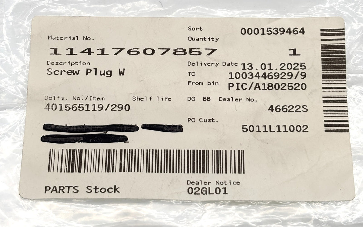 Genuine BMW 1-5 Series X1 X3 X4 X5 X6 Z4 2.0L Oil Filter Screw Plug 11417607857