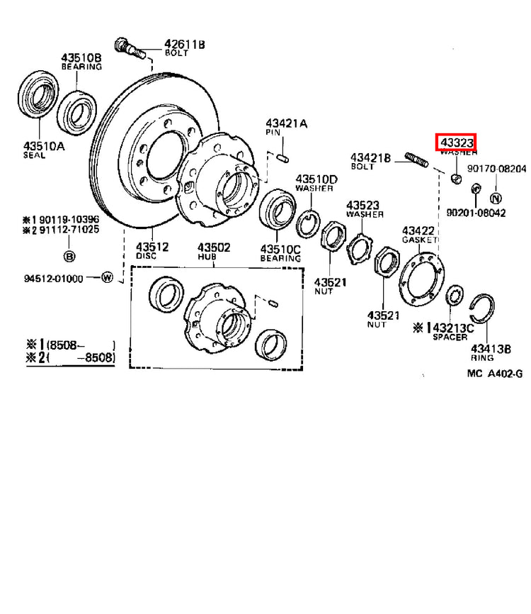 Genuine Hilux YN107 YN106 YN105 YN100 VZN172 Front Axle Hub Stud Cone Washer