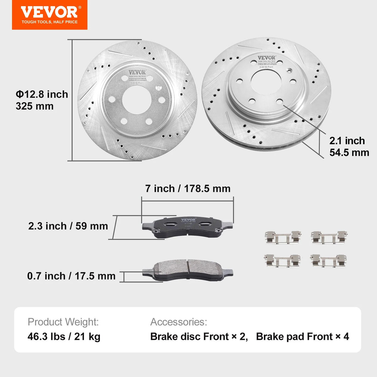 VEVOR Front Brake Kit Compatible with 2007-2017 Chevy Traverse, Buick Enclave...