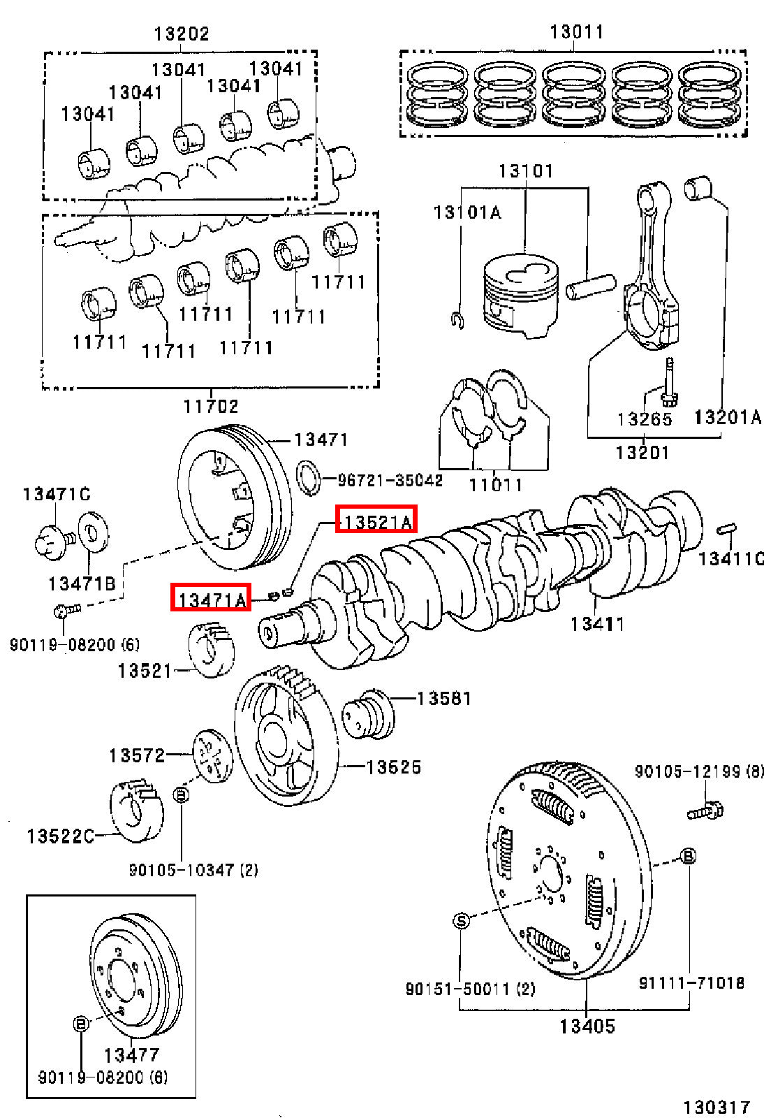 Genuine Hilux KZN205 KZN165 KZN130 Crankshaft Pulley Woodruff Key