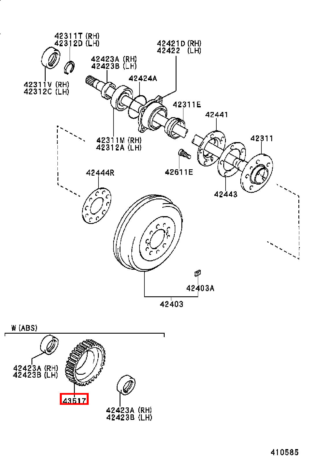 Genuine Hilux KZN165 KUN36 KUN35 KUN26 KUN25 KUN16 KUN15 Rear Axle ABS Rotor