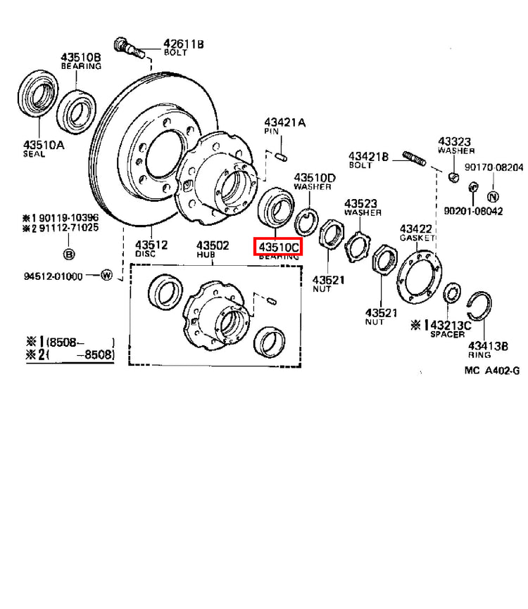 Genuine Dyna LY230 LY220 KDY261 KDY260 KDY251 Front Wheel Hub Outer Bearing