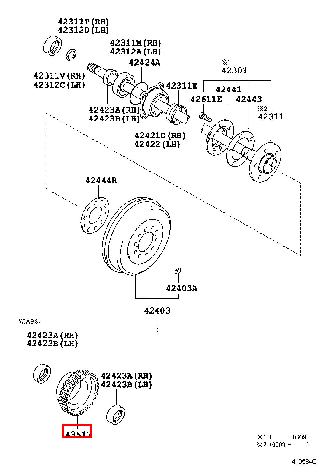 Genuine Hilux KZN165 KUN36 KUN35 KUN26 KUN25 KUN16 KUN15 Rear Axle ABS Rotor