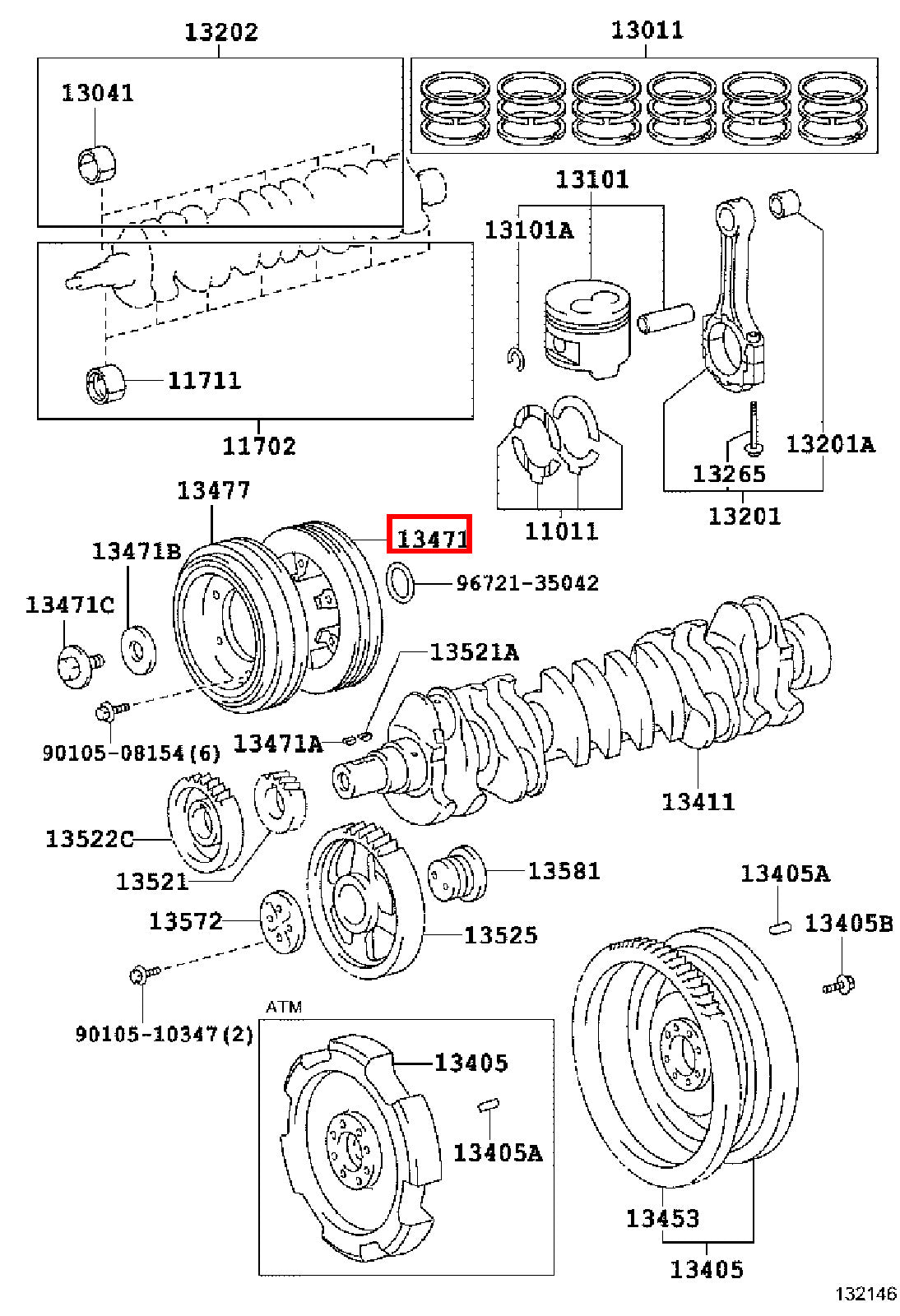 Genuine LandCruiser HZJ81 HZJ80 1HZ Crankshaft Harmonic Balancer Pulley