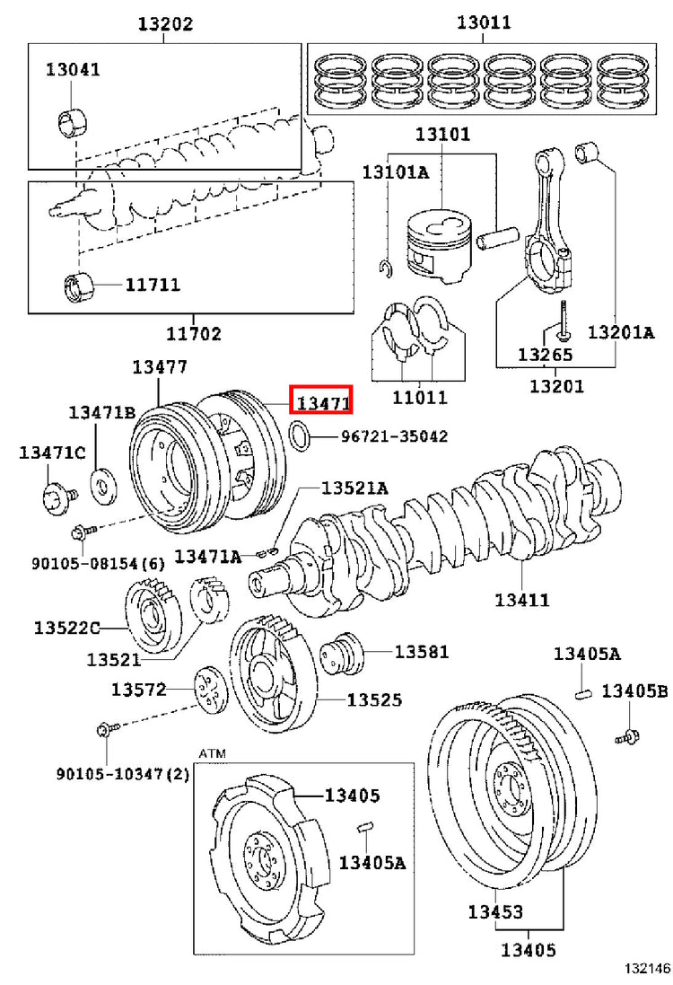 Genuine LandCruiser HZJ81 HZJ80 1HZ Crankshaft Harmonic Balancer Pulley