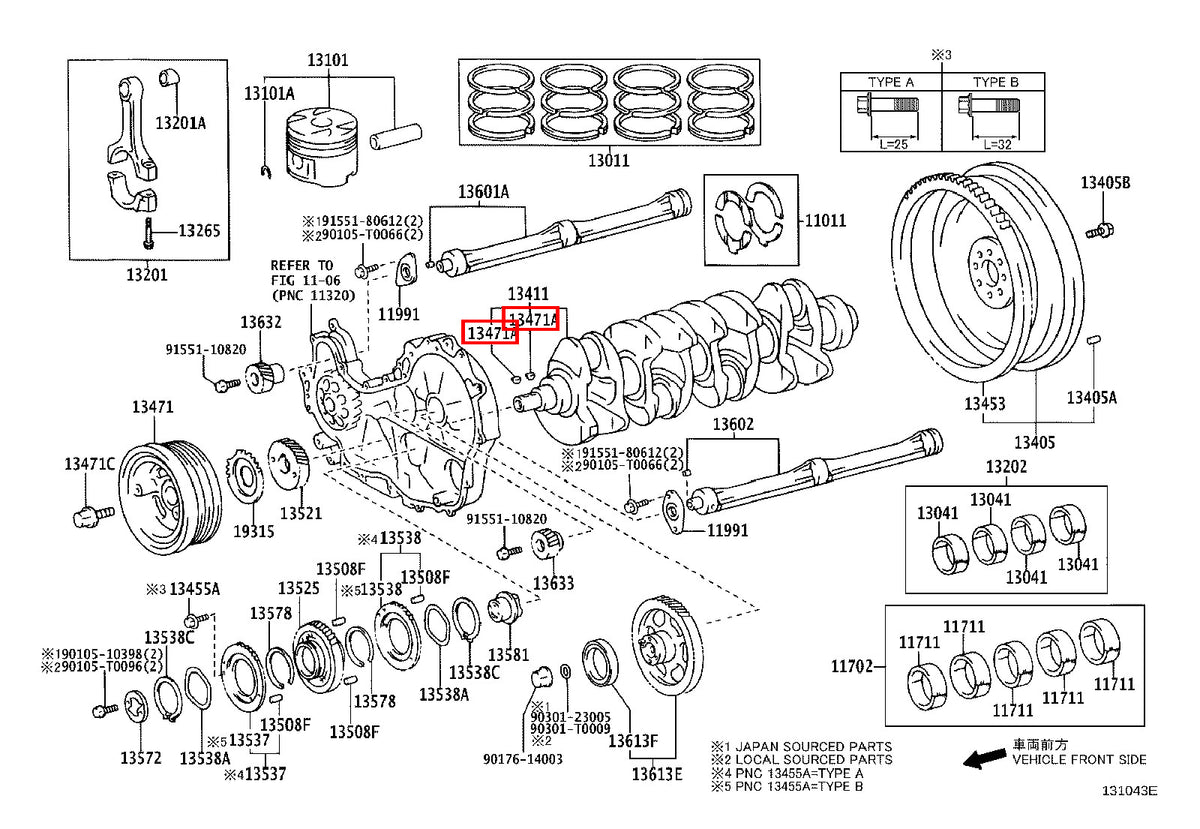 Genuine Hilux KZN205 KZN165 KZN130 Crankshaft Pulley Woodruff Key