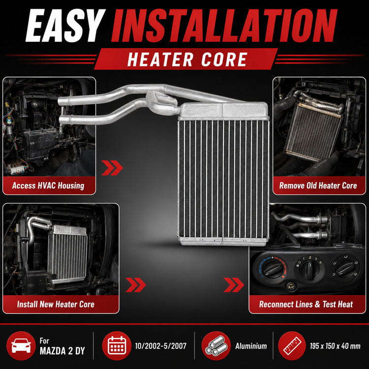 195x150x40mm Heater Core Suitable For Mazda 2 DY FWD Petrol 1.5L 4cyl 2002-2007