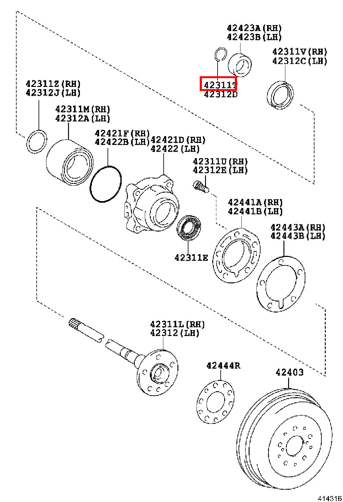 Genuine Fortuner KUN51 KUN50 KUN156 GUN166 GUN165 LH Rear Axle Shaft Snap Ring