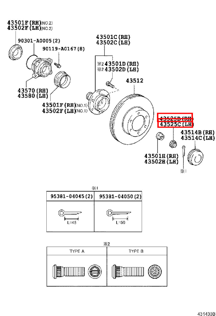 Genuine Regius Ace TRH229 Sequoia UCK45 Front Axle Outer CV Joint Lock Nut Cap