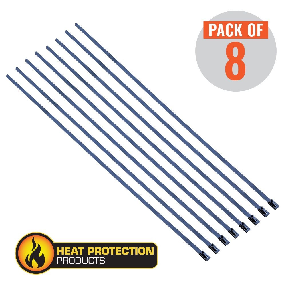 Exhaust Wrap Stainless Steel Locking Ties 200mm (8 Inch) Long Heavy Duty Qty 8