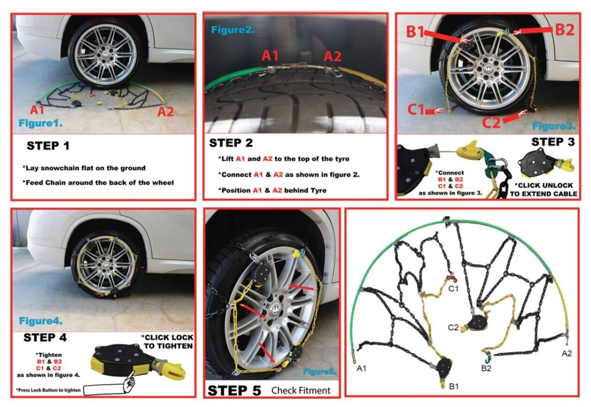 Autotecnica 12mm snow chains Premium Autofit fits 245/40x20 tyre size