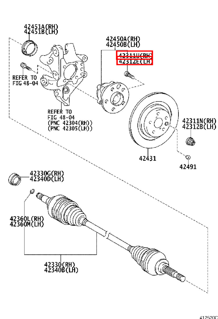 Genuine Sequoia USK65 USK60 UPK65 UPK60 UCK65 UCK60 Front Wheel Hub Stud Bolt