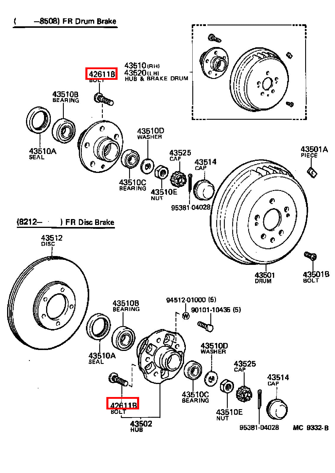 Genuine Tacoma VZN160 RZN196 RZN191 RZN171 RZN161 Rear Wheel Hub Stud Bolt