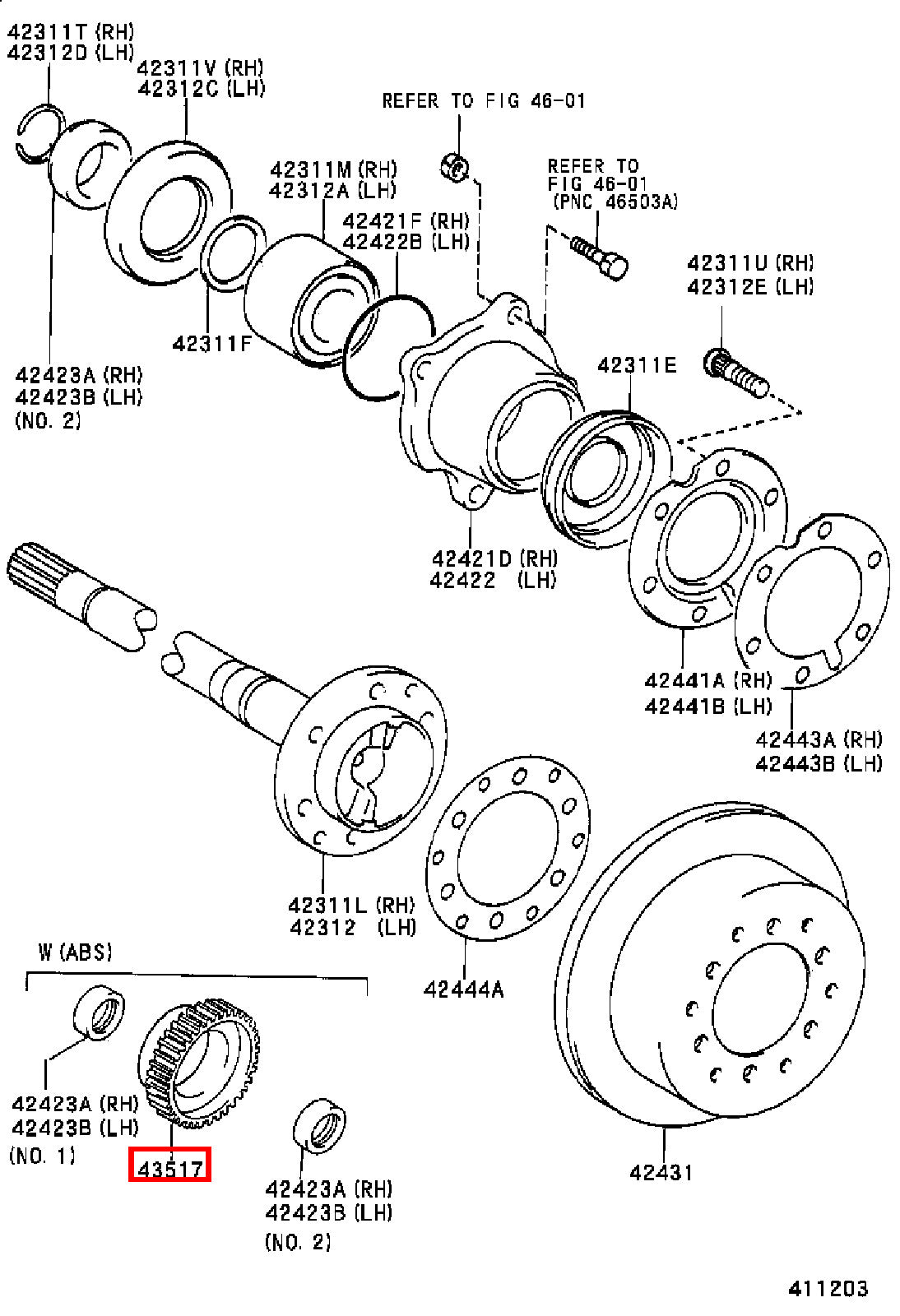 Genuine Hilux KZN165 KUN36 KUN35 KUN26 KUN25 KUN16 KUN15 Rear Axle ABS Rotor
