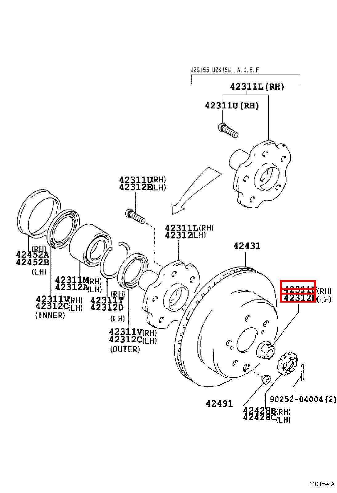 Genuine Hiace RCH29 RCH28 RCH23 RCH22 RCH19 RCH18 RCH13 Rear Axle Shaft Nut