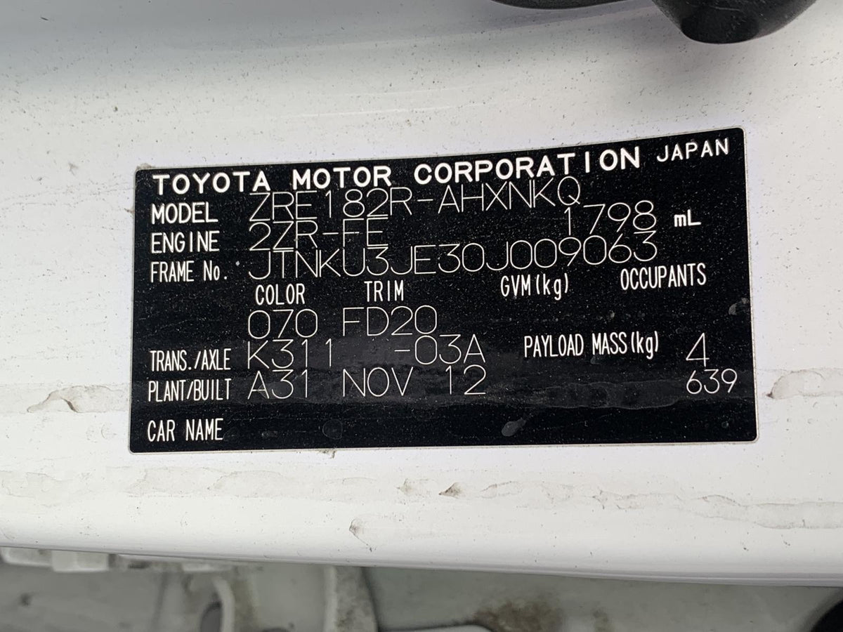 Toyota Corolla Steering Column with Steering Motor ZRE182 10/2012-06/2018