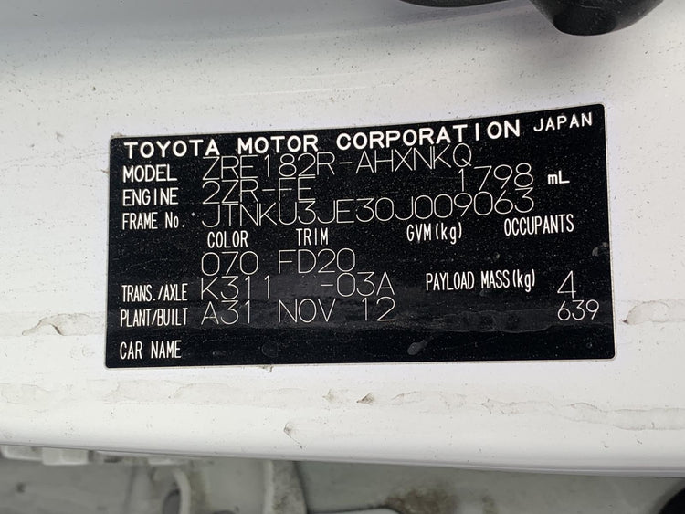 Toyota Corolla Steering Column with Steering Motor ZRE182 10/2012-06/2018