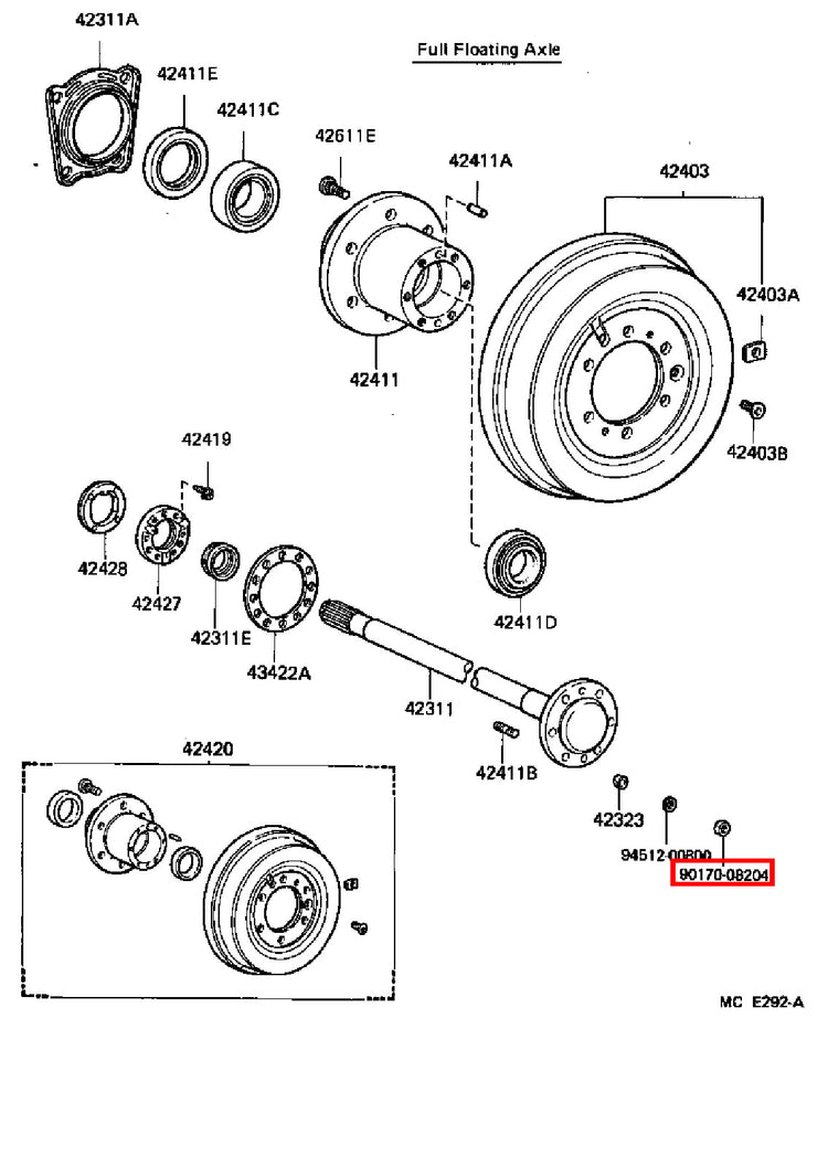 Genuine Dyna YY211 LY235 LY212 LY211 Dyna ToyoAce KDY220 Rear Axle Hub Stud Nut