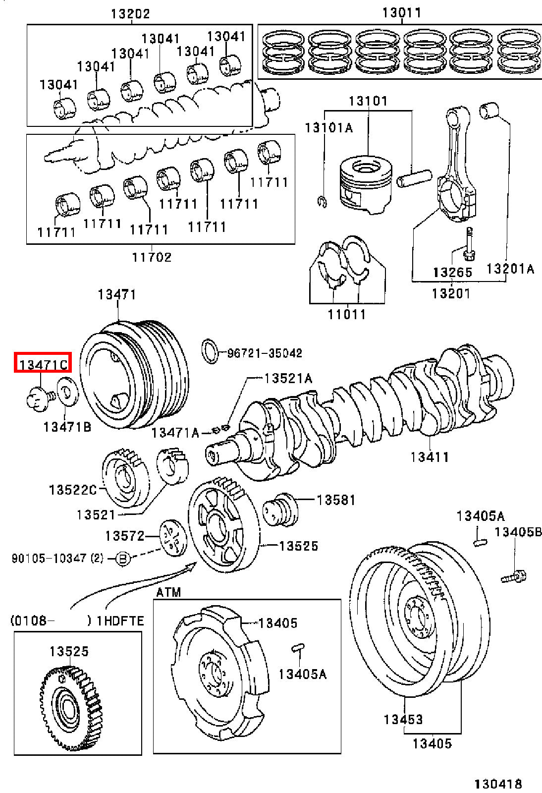Genuine LandCruiser HDJ79 HDJ78 1HD Crankshaft Harmonic Balancer Pulley Bolt
