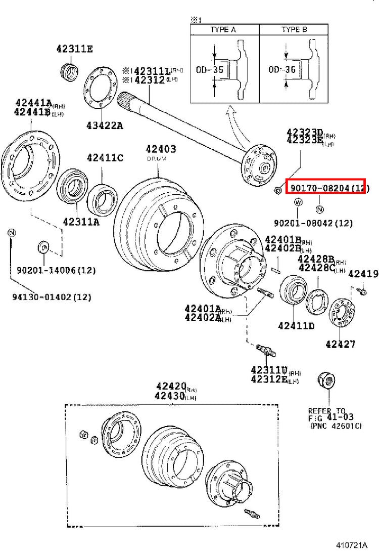Genuine Dyna YY211 LY235 LY212 LY211 Dyna ToyoAce KDY220 Rear Axle Hub Stud Nut