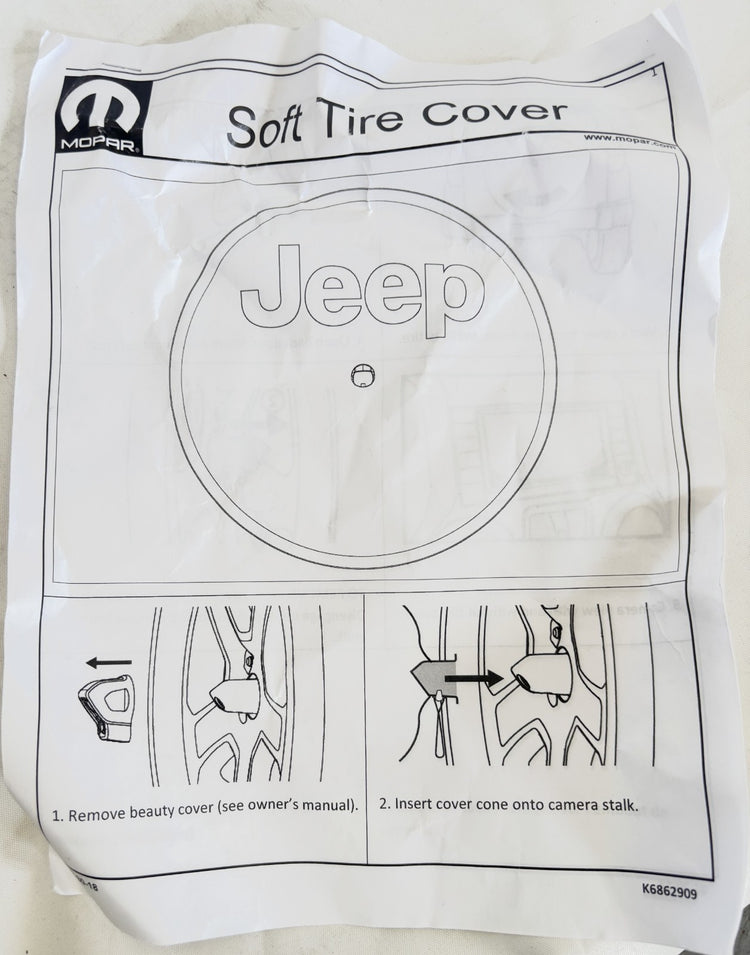 Genuine Jeep Wrangler Black Soft Spare Tyre Cover 82215434AB 82219386AA OEM