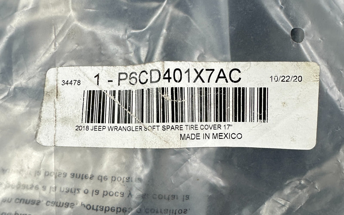 Genuine Jeep Wrangler (2018 - 2026) Spare Wheel Cover 6CD401X7AC | Brand New